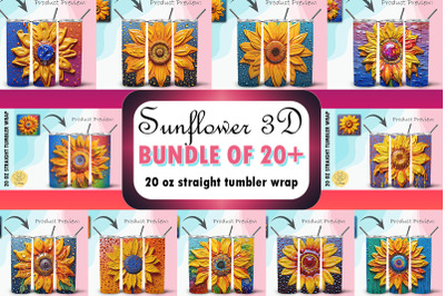 Sunflower 3D Pop art Tumbler Wrap Bundle