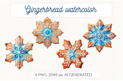 Gingerbread snowflake watercolor