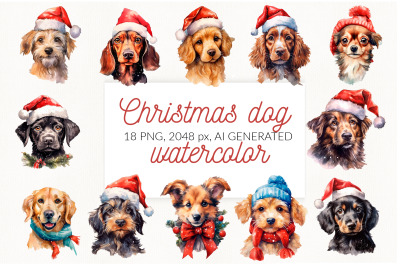 Christmas dog face watercolor sublimation bundle