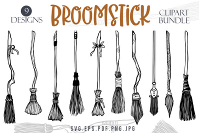 Halloween Clipart Bundle | Broomsticks SVG