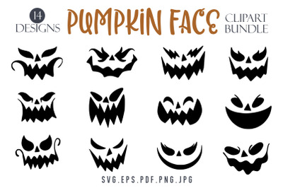 Pumpkin Face Clipart Bundle
