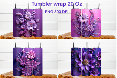 3d purple flower tumbler wrap | 3d flower illustration