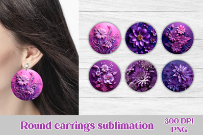 3d flower earring sublimation | 3d flower round earring