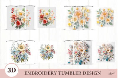 3D Embroidery Tumbler Bundle. 3D Embroidery Flowers Tumbler