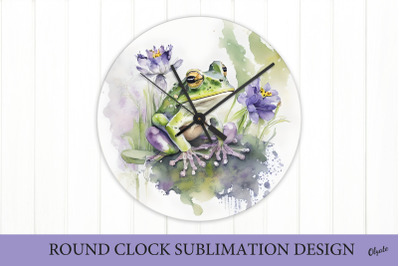 Frog Clock Sublimation. Face Clock Design PNG