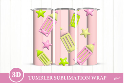 3D Puff School Sublimation Tumbler. 3D Tumbler Wrap PNG