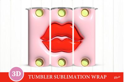 3D Puff Lips Sublimation Tumbler. 3D Tumbler Wrap PNG