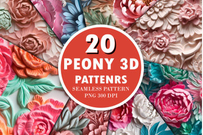 Peony 3D Seamless Pattern Bundle