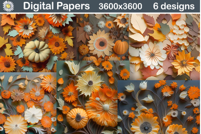 Fall Pumpkin 3D Background | 3D Fall Digital Paper
