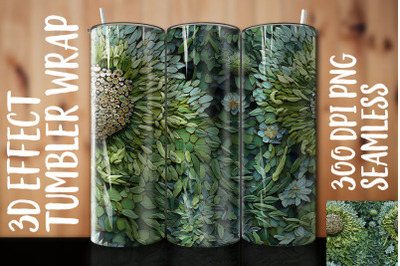 3D Green Scabiosa Tumbler Wrap 2