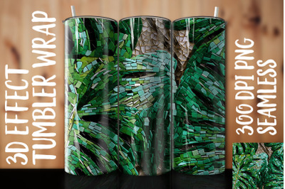 3D Green Monstera Tumbler Wrap 2