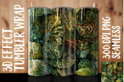 3D Green Croton Tumbler Wrap 2