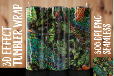 3D Green Bird of Paradise Tumbler Wrap 2