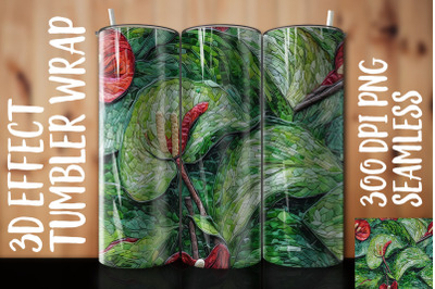 3D Green Anthurium Tumbler Wrap 2