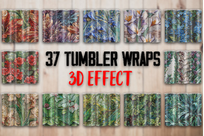 3D Vintage Flowers Tumbler Wrap Design