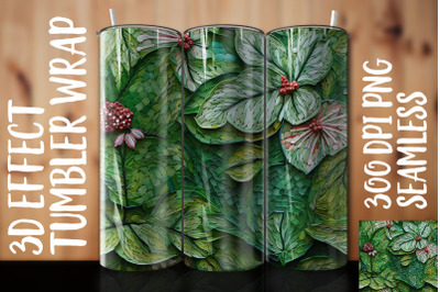 3D Green Anthurium Tumbler Wrap 3