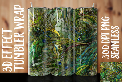 3D Green Bird of Paradise Tumbler Wrap 3