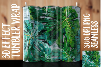 3D Green Monstera Tumbler Wrap 3