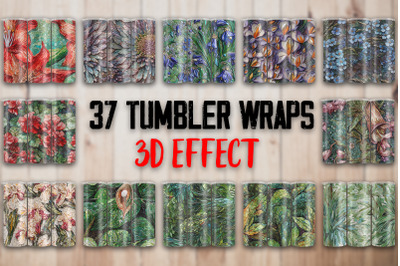 3D Vintage Flowers Tumbler Wrap