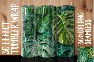 3D Green Monstera Tumbler Wrap