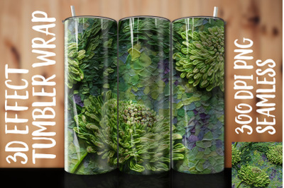 3D Green Scabiosa Tumbler Wrap