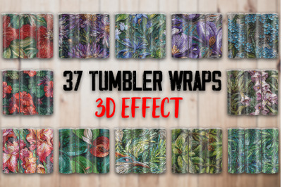 3D Colorful Mosaic Flowers Tumbler Wrap
