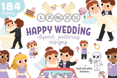 Happy wedding clipart collection for kids