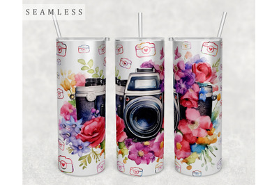 Photo Camera Tumbler Wrap, 20 Oz Skinny Tumbler Sublimation Design