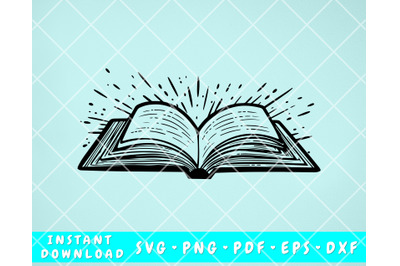 Open Book SVG, Book Lover SVG, Reading SVG, Bookworm SVG Cut File