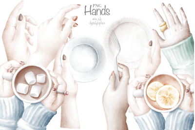 Hands watercolor clipart