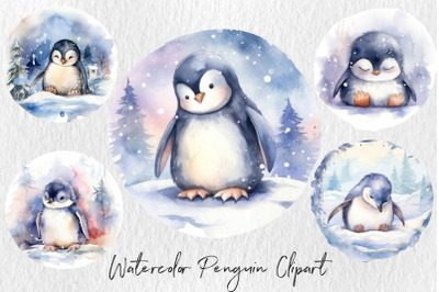 Watercolor penguin clipart