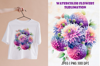 Floral Sublimation Design | Watercolor Dahlia flower PNG