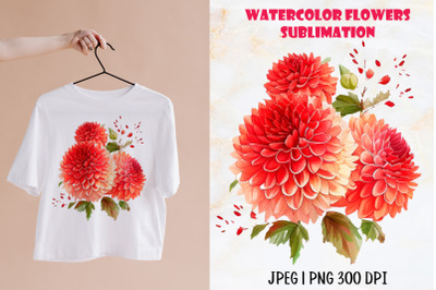 Floral Sublimation Design | Watercolor Dahlia flower PNG