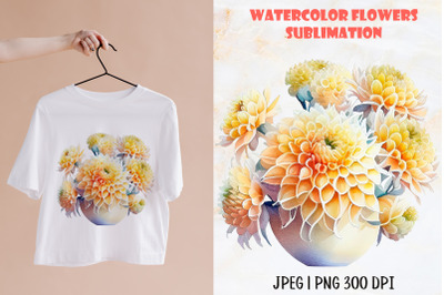 Watercolor Dahlia flower PNG