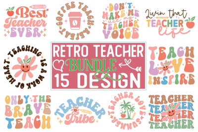 Teacher Retro SVG Design Bundle