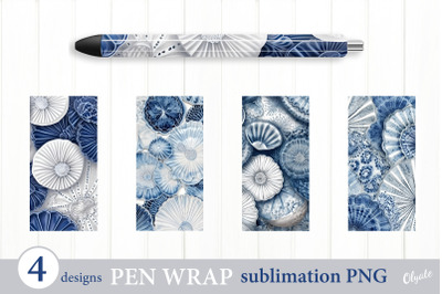 Seashell Pen Wraps Sublimation.  Ocean Pen Design