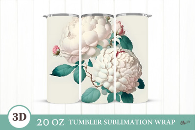 Peony Tumbler Sublimation. 3D Flowers Tumbler Wrap.