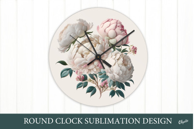 Peony Face Clock Design. Flower Clock Sublimation