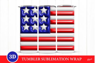 3D Puff American Flag Sublimation. Tumbler Wrap PNG