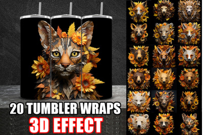 3D Autumn Animals Tumbler Wrap Design