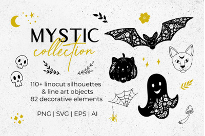 Mystic linocut, Halloween collection