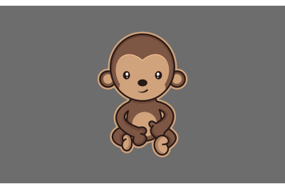 Cute Baby Monkey mascot logo vector template