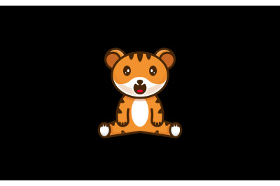 Cute baby tiger design logo vector template