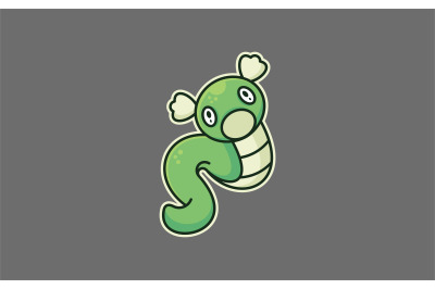 Cute Caterpillar or baby snake vector logo template