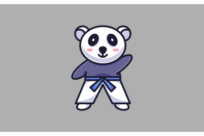 Cute Karate kid panda logo design vector template