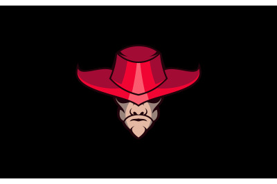 Dangerous cowboy man with hat mascot logo design vector template