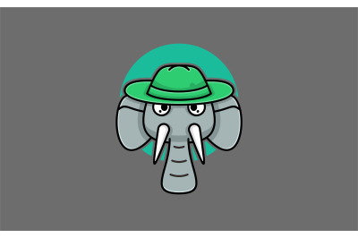 Wild elephant head mascot logo design vector template