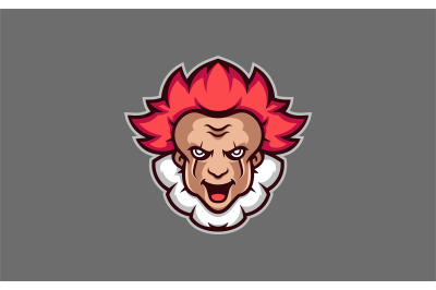 Evil Clown or joker head mascot logo design vector template