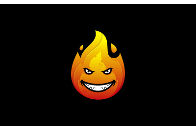 Evil fireball or burning flame mascot logo design vector template