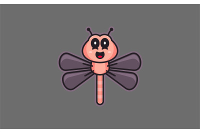 Cute Firefly or dragonfly insect mascot logo design vector template